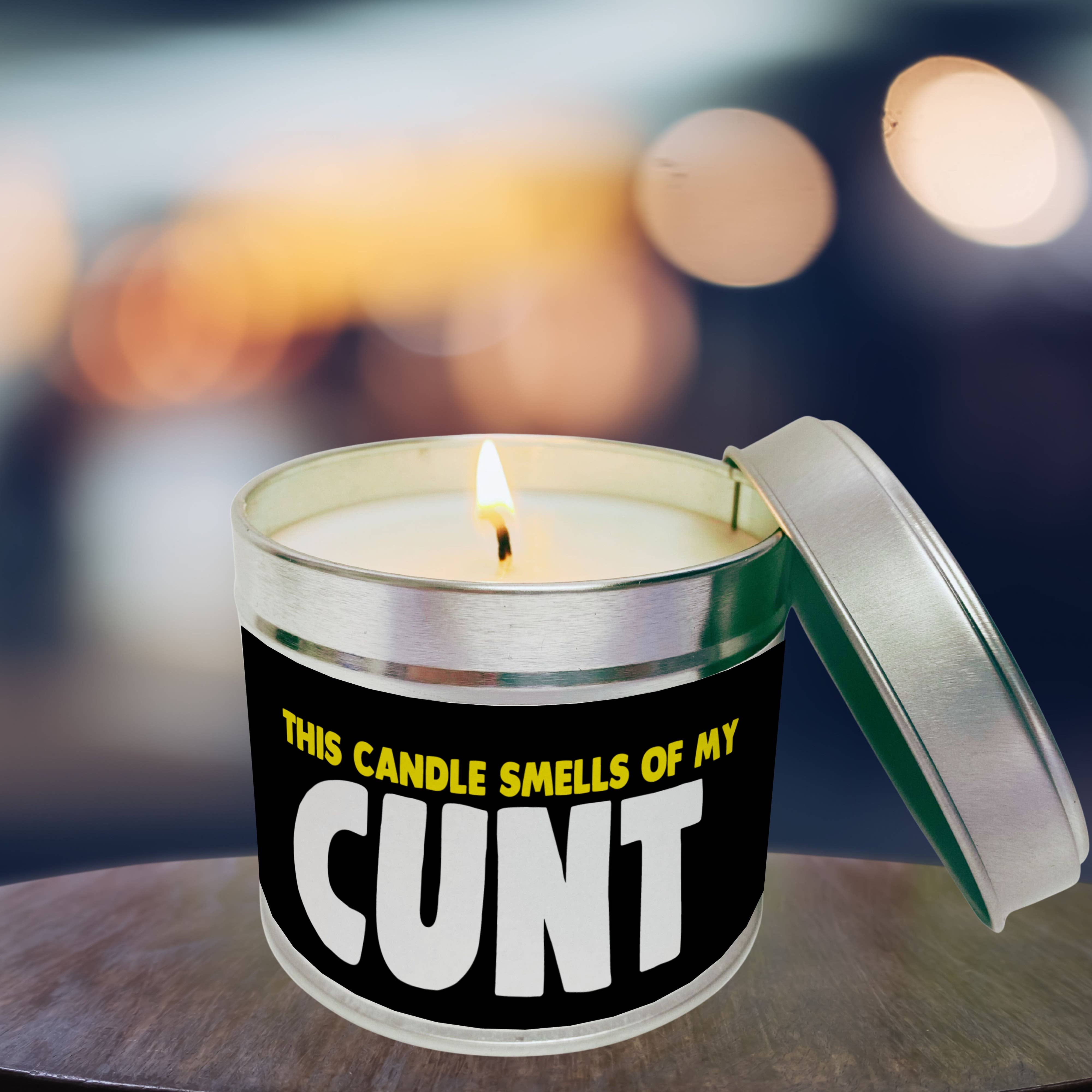 Cheeky Chops Cards & Wanky Candles - Vente Bougies de voyage - Wanky Candle Tin Cette bougie sent mon C**t4