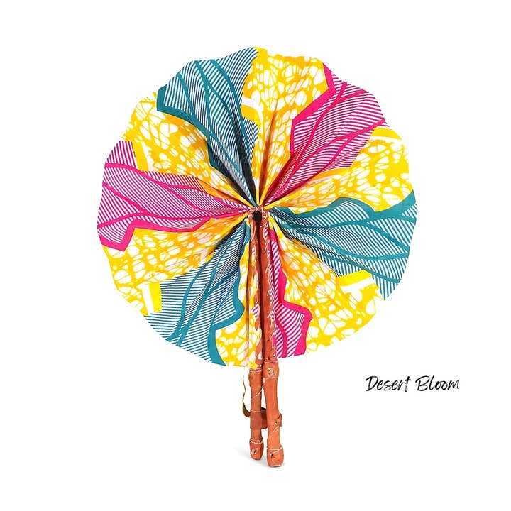 Ti-a Woven Goods - Wholesale Handheld Folding Fan - African Fabric Fan
