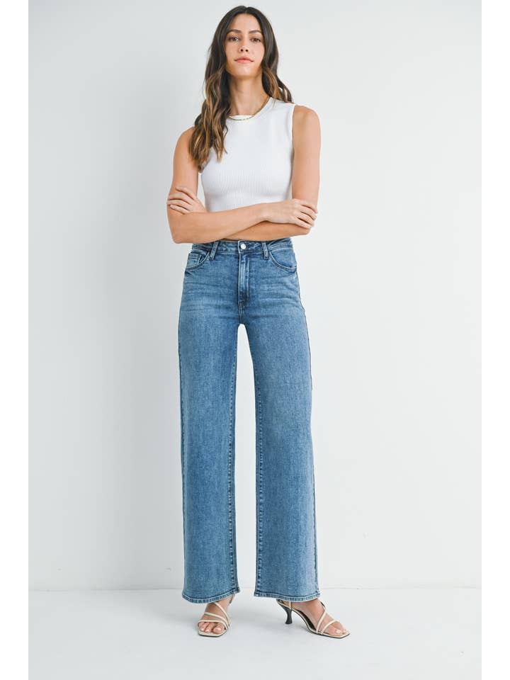 JUST BLACK DENIM - Wholesale Jeans - Women's - BP435J - DK - Stretchy Wide Leg