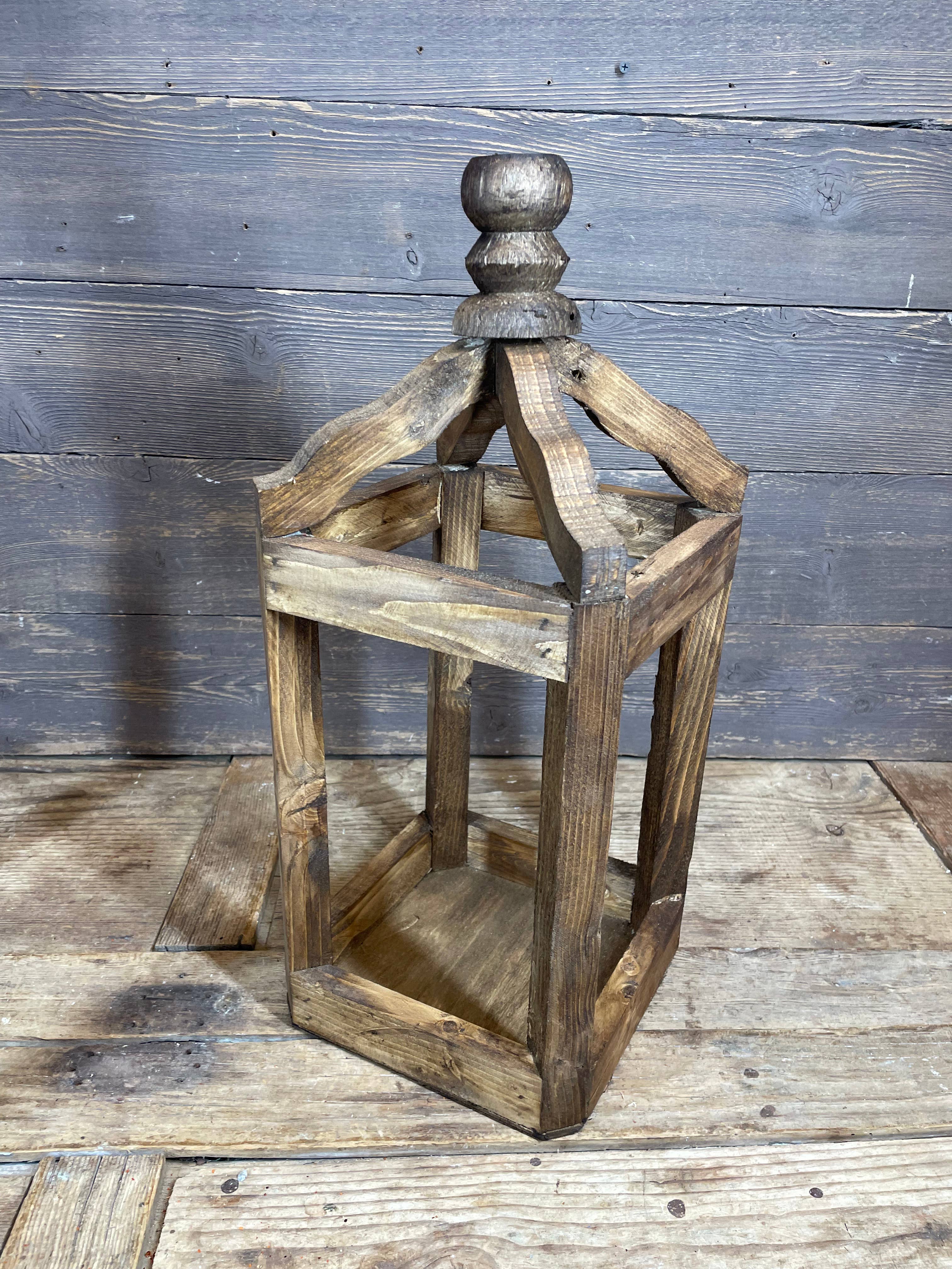 My Amigos Imports - Wholesale Lantern -  Pinnacle Farmhouse Wood Lantern-Set of 2-Rustic-Brown7