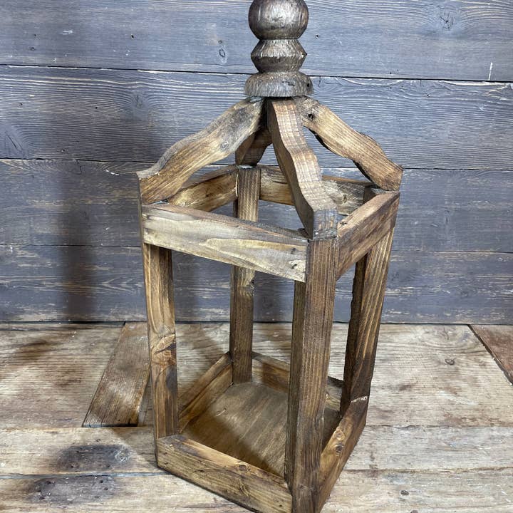 My Amigos Imports - Wholesale Lantern - Pinnacle Farmhouse Wood Lantern-Set of 2-Rustic-Brown7