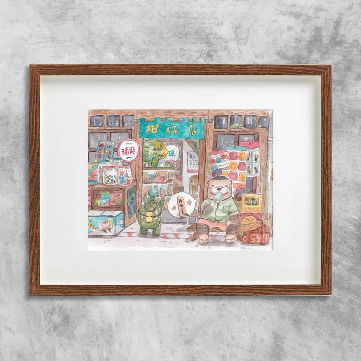 Mr. Otter No 3-købmand | Akvarel Maleri for engroshandel hos NananStudio