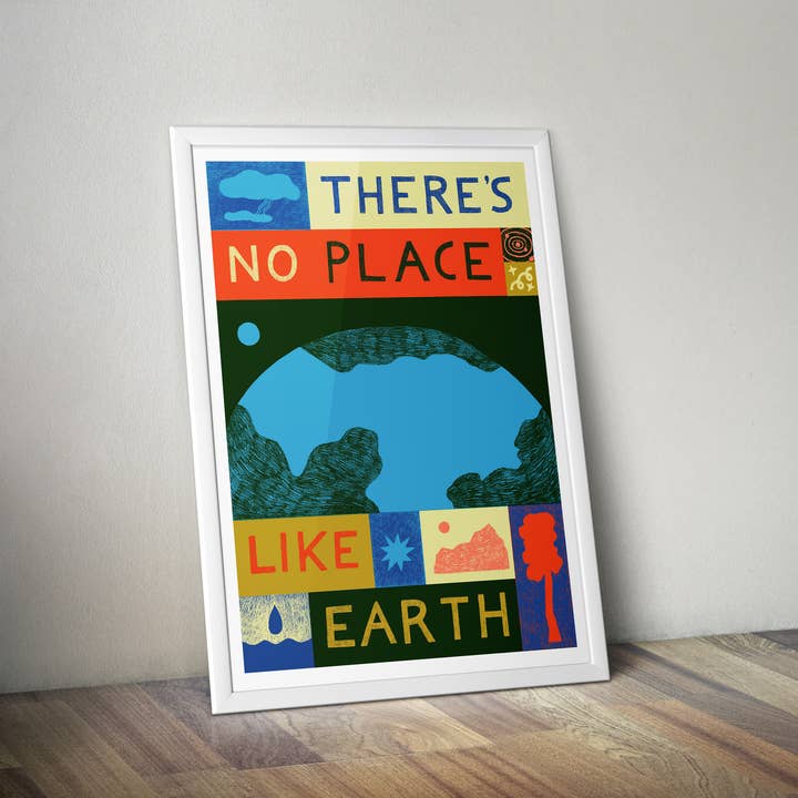 There's No Place Like Earth Print, Eco Climate Wall Art for wholesale by Lucy Scott Illustration