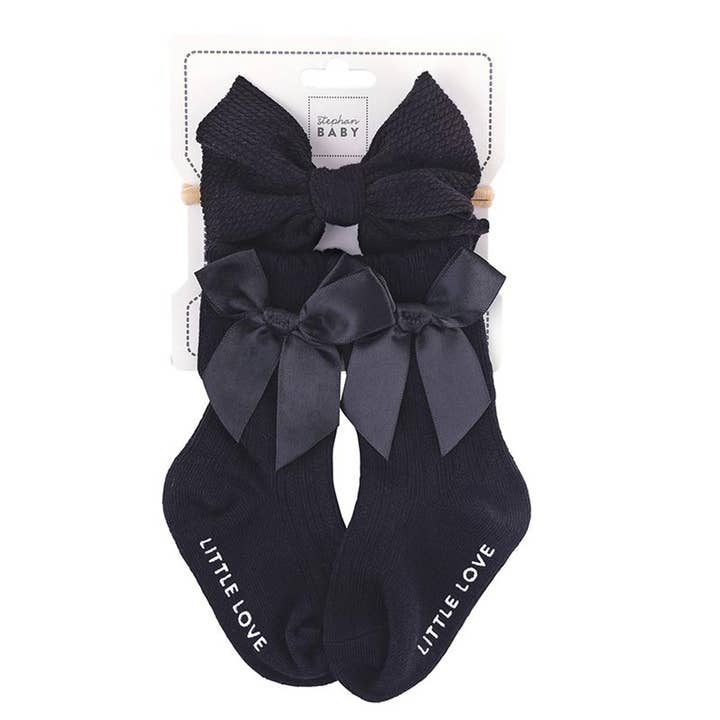 Stephan Baby by Creative Brands - Wholesale Clothing Set - Baby - Headband & Socks Set - Black