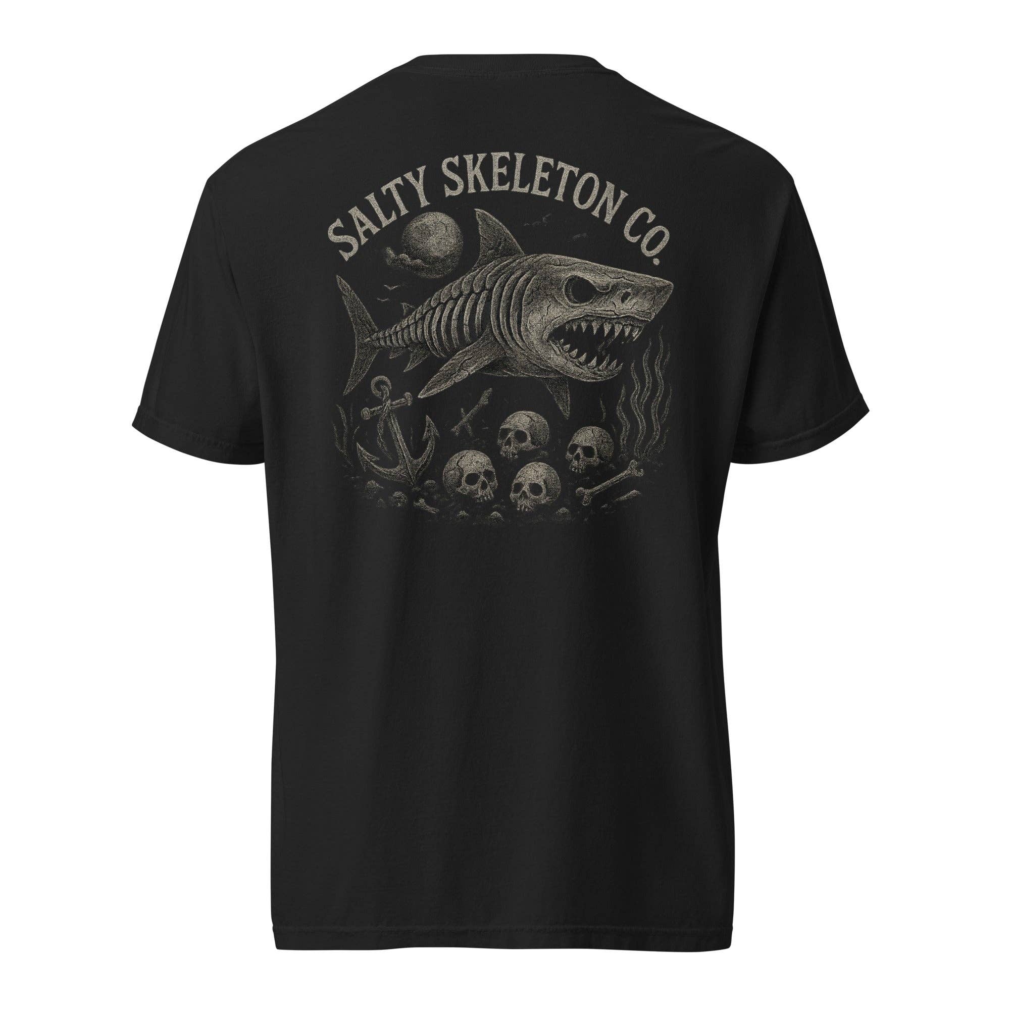 Salty Skeleton Co. - Vendita all'ingrosso Maglietta serigrafata - Unisex - Maglietta Squalo Salato1