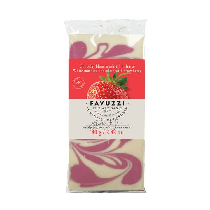 White Marbled Chocolate with Strawberry (Preorder) for wholesale by Favuzzi (Canada)