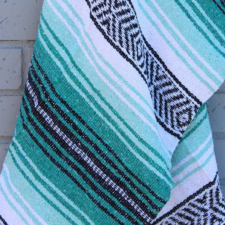 California Seashell Company - Wholesale Throw Blanket - Aqua & Teal Mexican Throw Blanket | Baja Beach Yoga1
