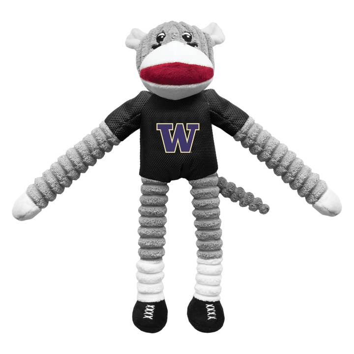 Jouet pour animaux de compagnie NCAA Washington Huskies Team Sock Monkey pour la vente par Little Earth Productions