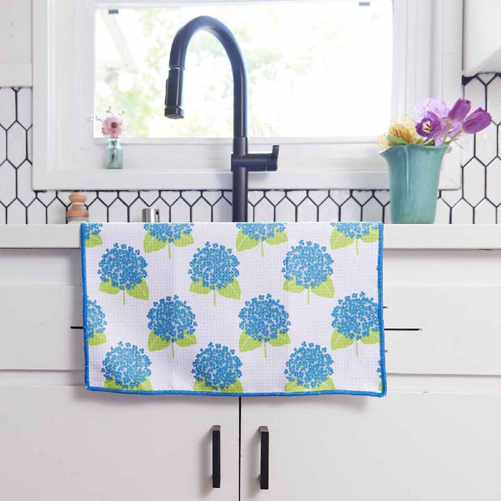 rockflowerpaper – wholesale Tea towel – HYDRANGEA BLUE blu Kitchen Tea Towel