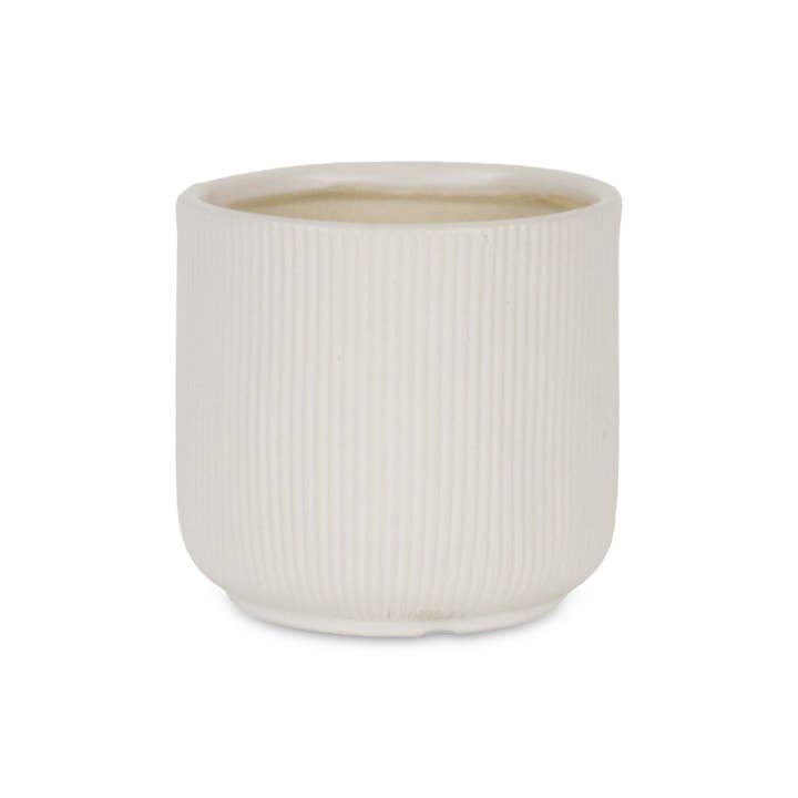 Cheungs Home Decor - Vente Pot - Pot rond en céramique à motif strié Currula - Blanc3