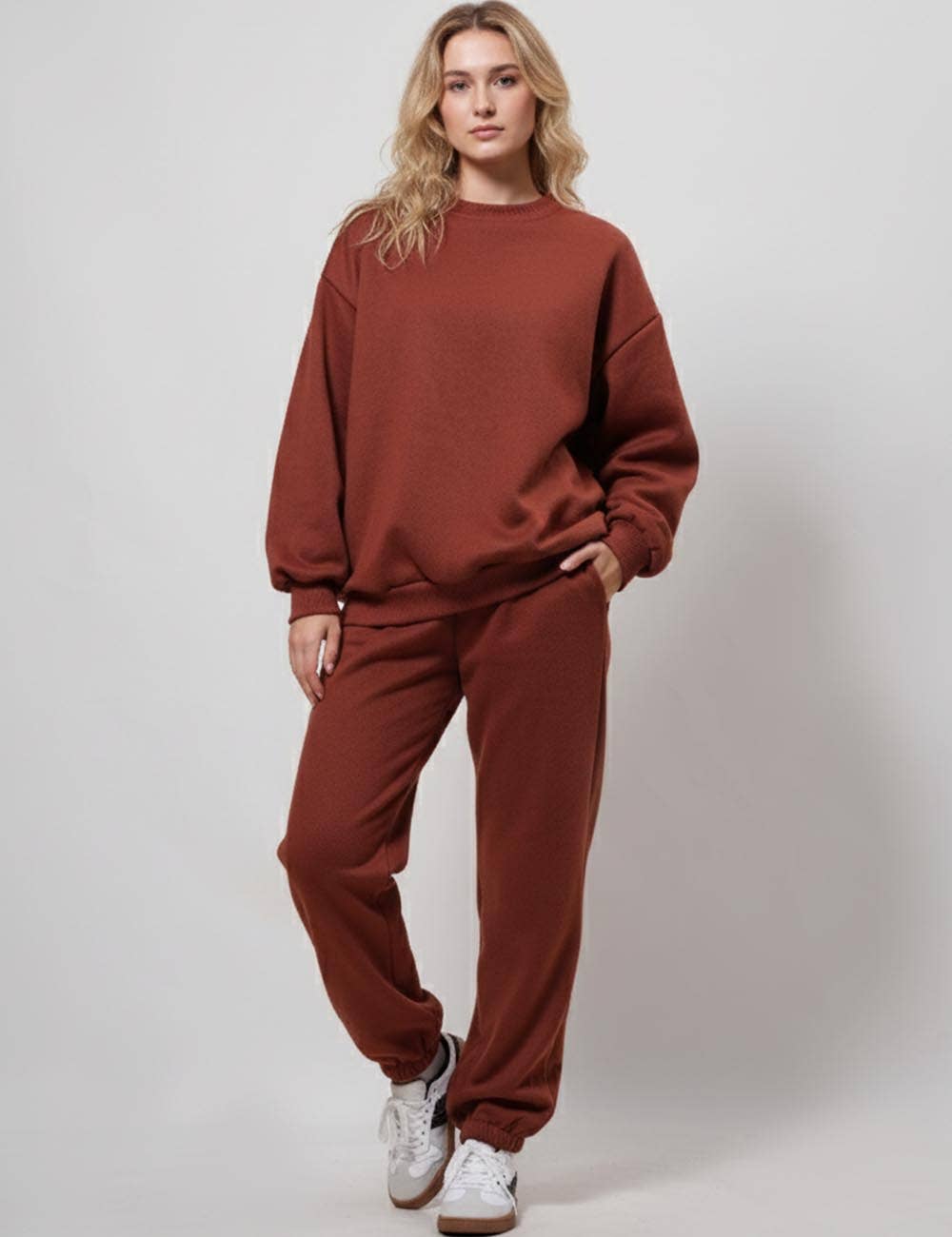 Sweetkama - Wholesale Lounge Set - Women's - Ladies Solid Color Sweatshirt and Pants Sets 211021A1