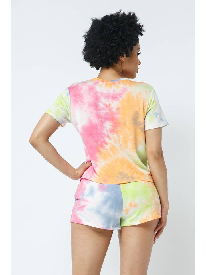 Black Tie Dye Top and Matching Short Set for wholesale on Faire1
