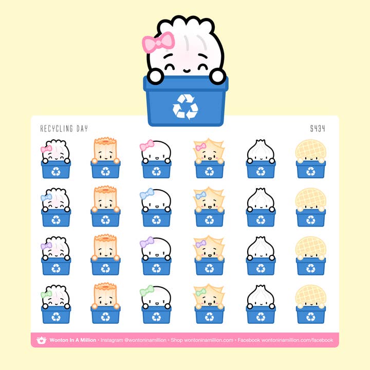 Recycling-Dampflok-Team Aufkleberbogen für den Großhandel von Wonton In A Million