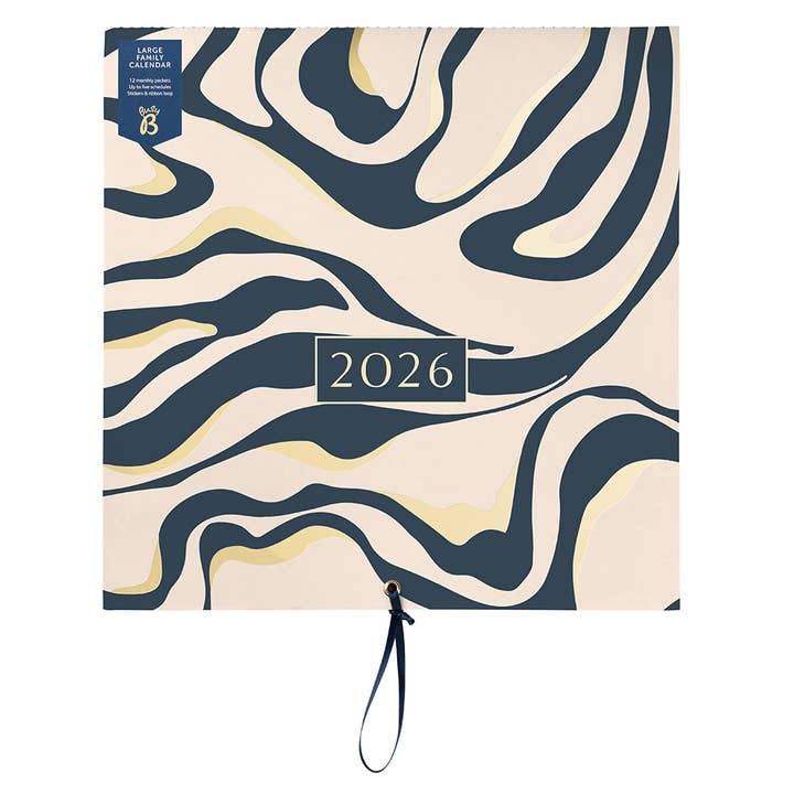 Calendrier mural familial 2026, 5 colonnes et pochettes de rangement pour la vente par Busy B