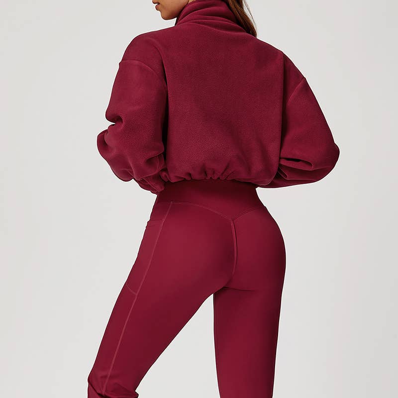 WONDERXFANS – Casaco de desporto - Mulher por atacado – Casaco polar de gola alta à prova de vento6