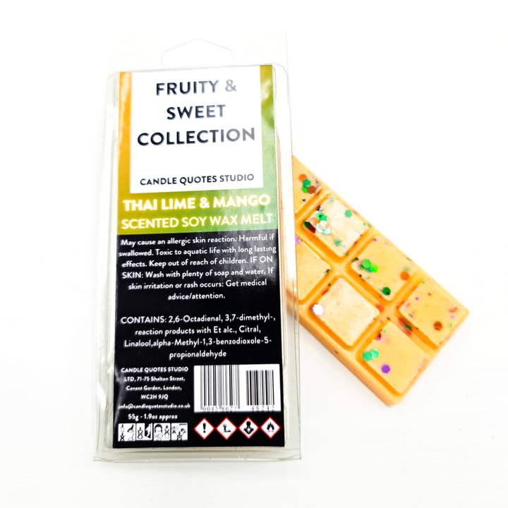 Thai Lime and Mango Highly Scented Wax Melt Snap Bar for wholesale by Candle Quotes Studio
