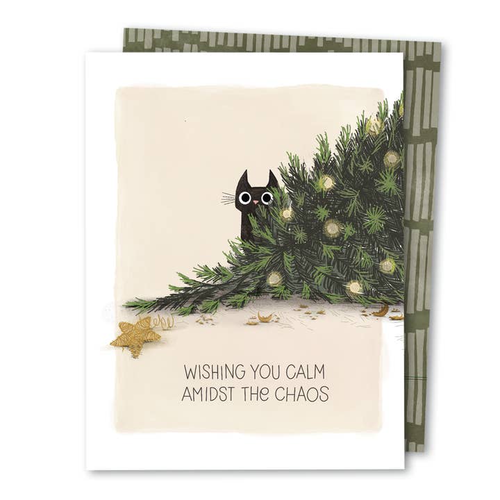 The Noble Paperie - Wholesale Christmas Card - Cat Chaos | Funny Feline Cute Cat Christmas Holiday Card