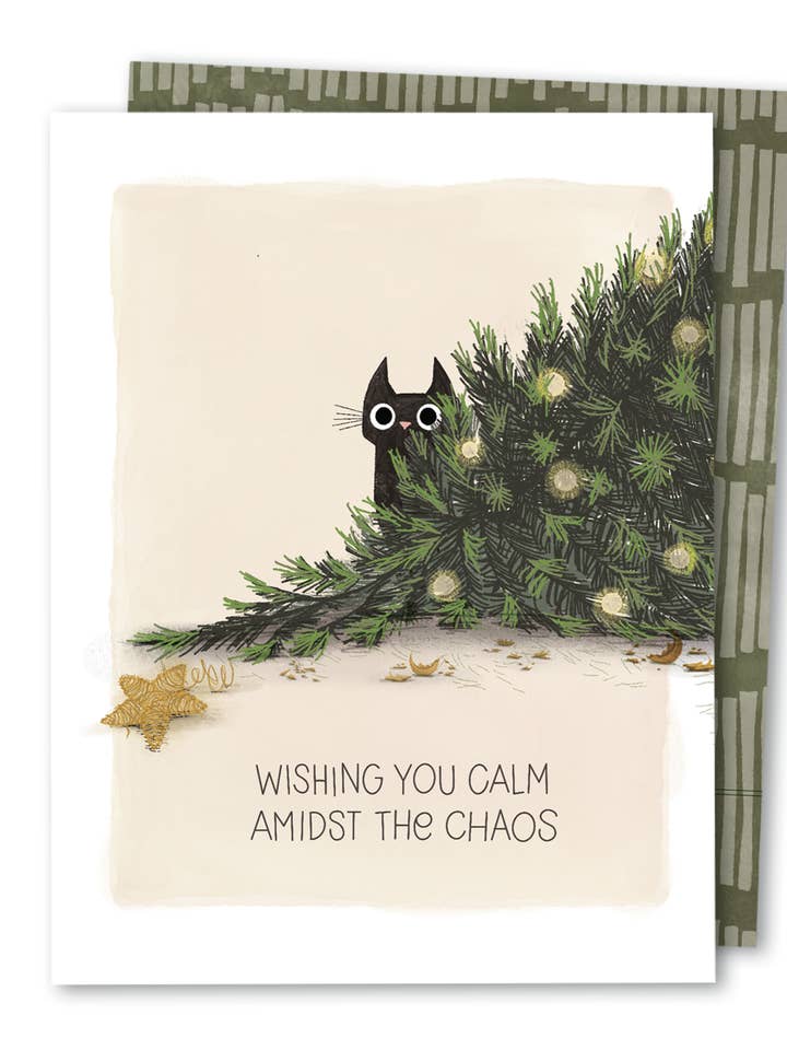 Cat Chaos | Funny Feline Cute Cat Christmas Holiday Card for wholesale by The Noble Paperie