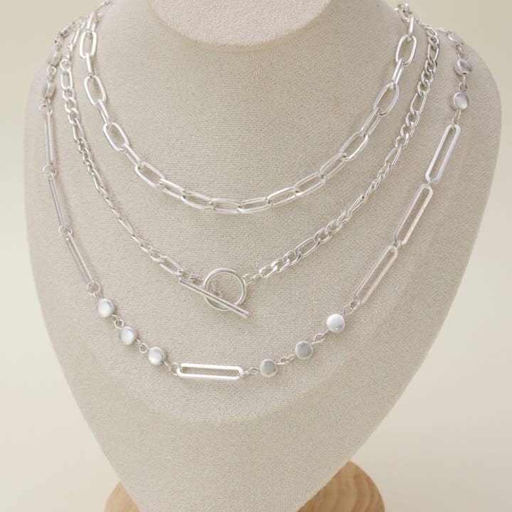 MiMi Wholesale - Wholesale Link & Chain Necklace - Oval Link Layered Necklace Set - Link & Chain Style2