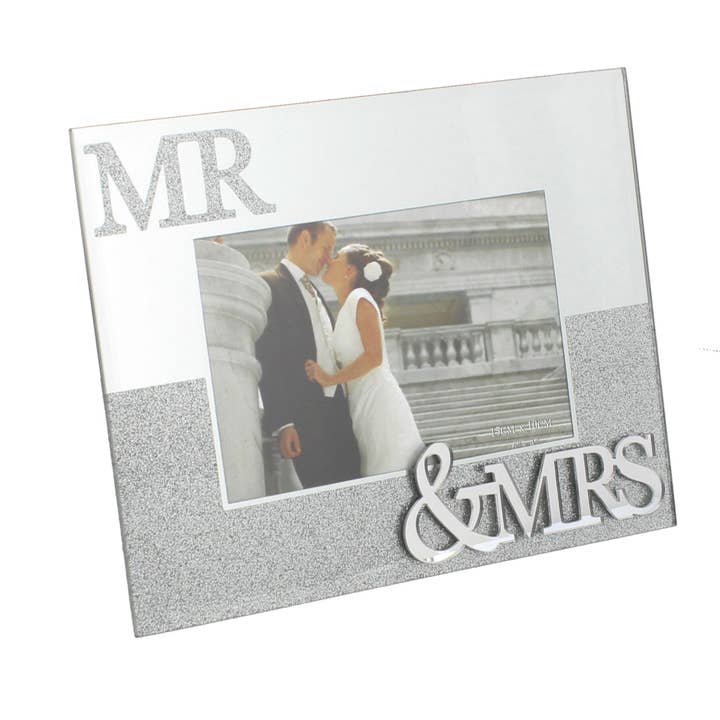 WIDDOP and Co. US - Wholesale Picture Frame - Mirror Frame with Glitter Mr & Mrs 6" x 4"