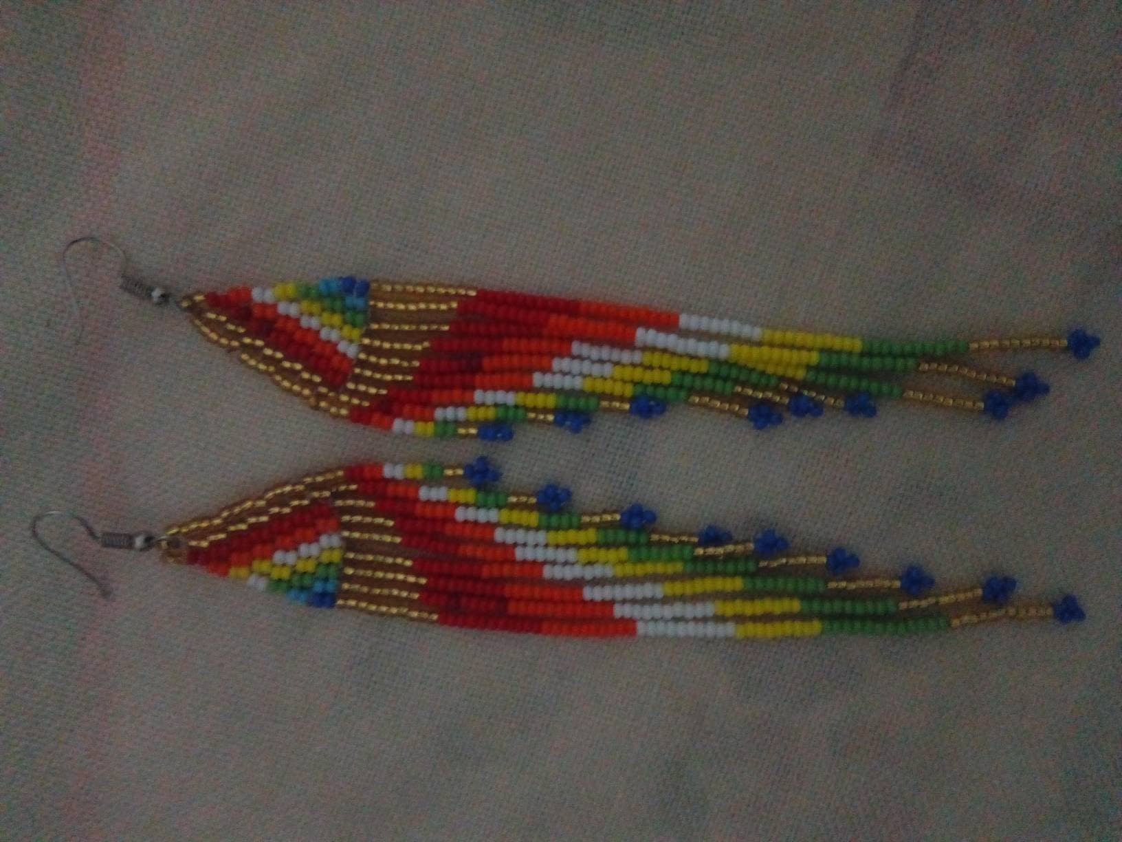 Delight merchants – wholesale Dangle earrings – Long beaded gold multicolored african earrings from Kenya with free shipping1