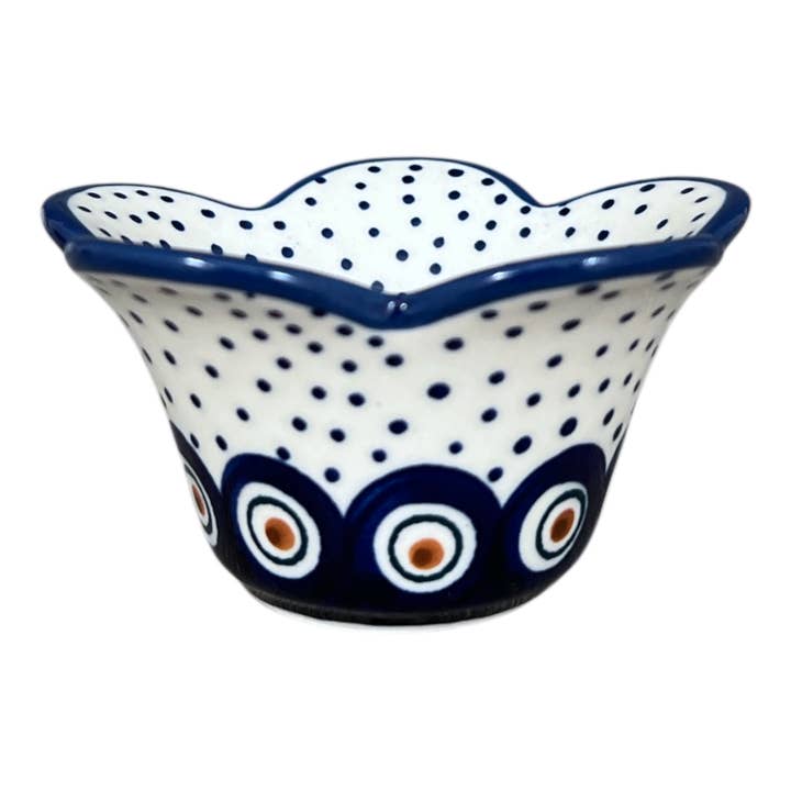 Bowl, Scalloped, 2" in "Peacock Dot" by Manufaktura | P206U-54K for wholesale by Polish Pottery Outlet