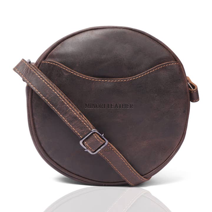 Luna Leather Crossbody Bag – Adjustable Strap, Multiple Interior Pockets, Compact Everyday for wholesale by Minori Leather