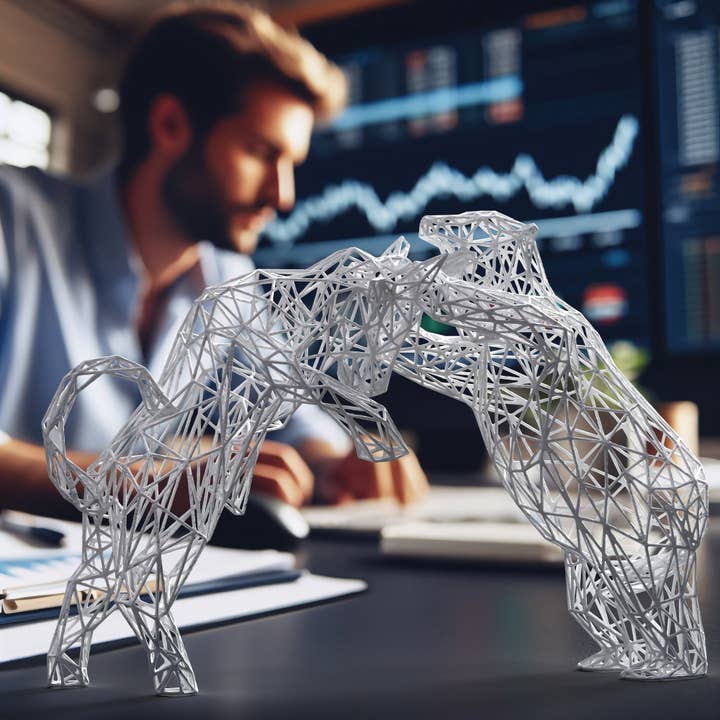 3DOfficeAT - Wholesale Decorative Tabletop Object - Bull vs. Bear Market Statue - Decor Sculpture