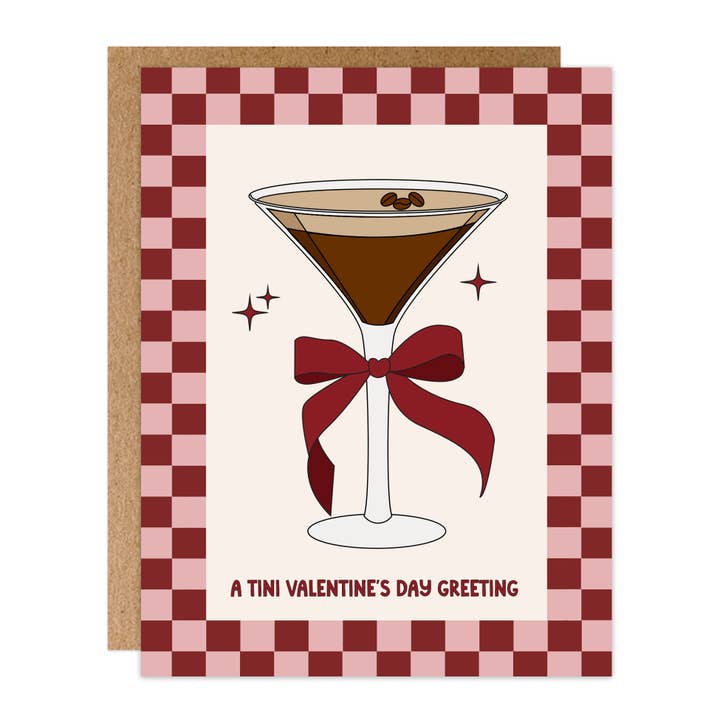 A Tini Valentine's Day Greeting - Espresso Martini Card for wholesale by Poppermost Prints