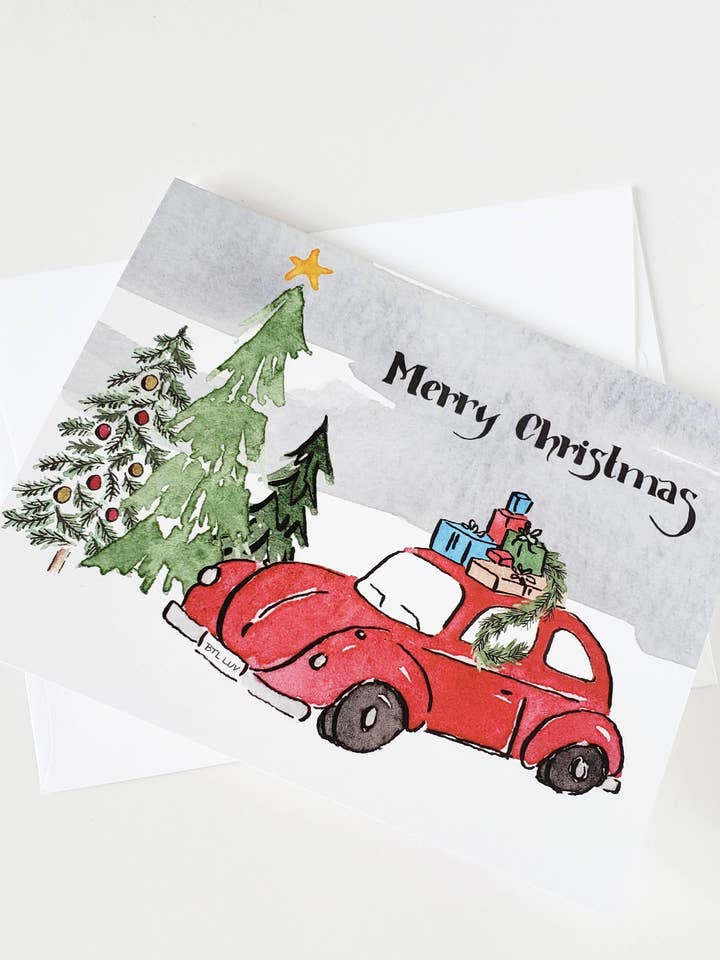 Red Car with Gifts Card for wholesale by The Painted Pen