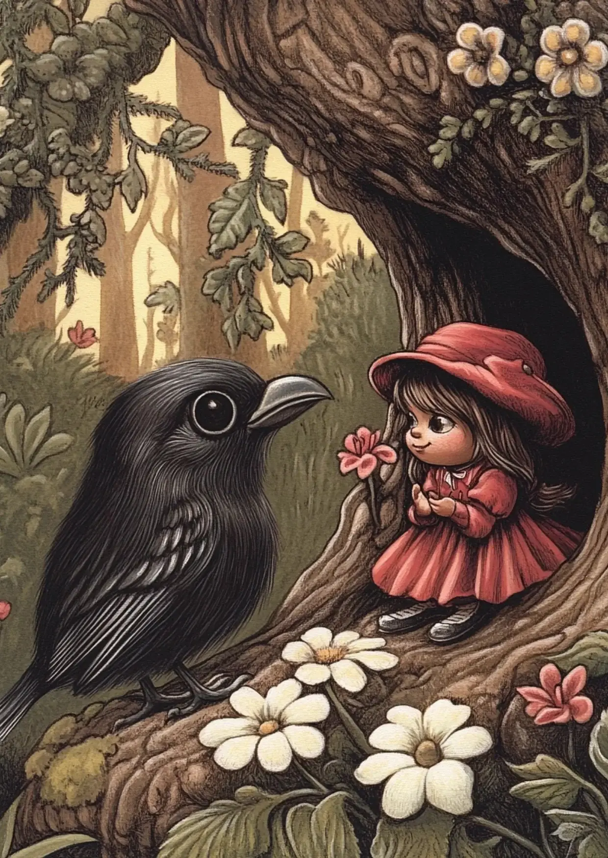 Fripperies - Vendita all'ingrosso Biglietti di auguri generici - Whimsy Woodland: La conversazione nell'albero cavo | Fronzoli di carte0