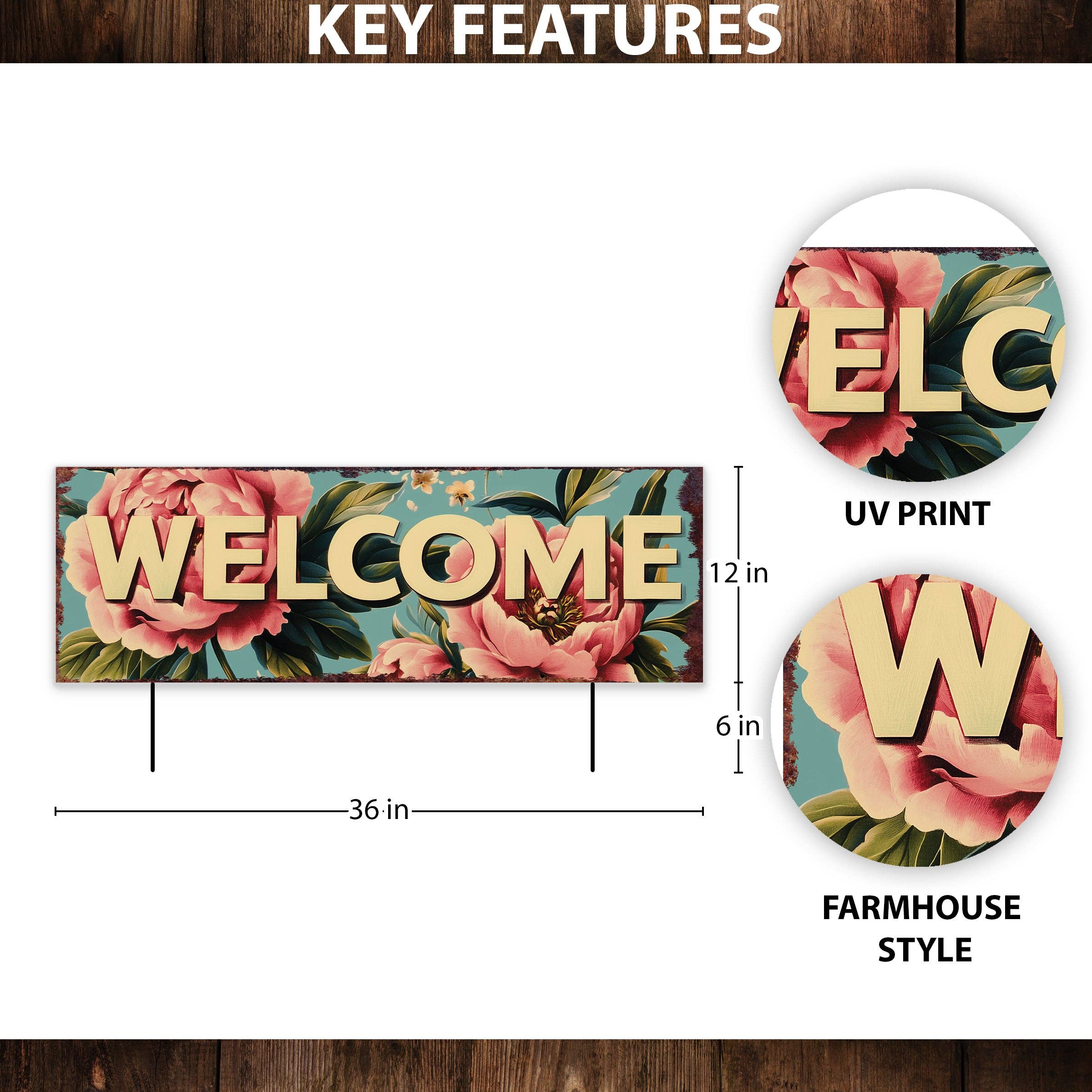 TX USA Corporation - Wholesale Garden/Lawn Stake - Summer Peony Welcome Garden Stake | Farmhouse Outdoor Yard Sign 36in1