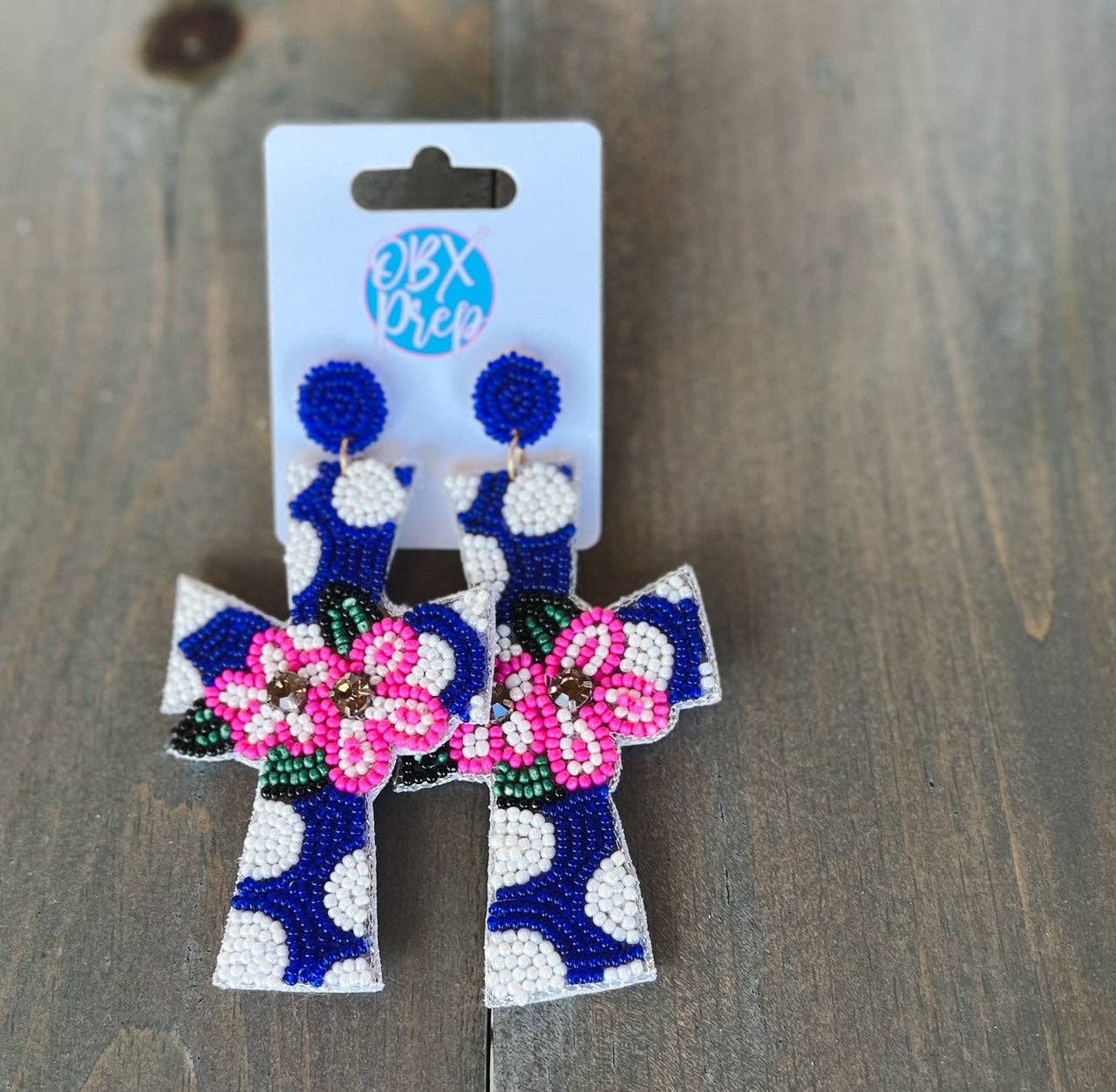 OBX Prep – Brincos de argola por atacado – Brincos de páscoa com flores de primavera com flores de primavera com bolinhas