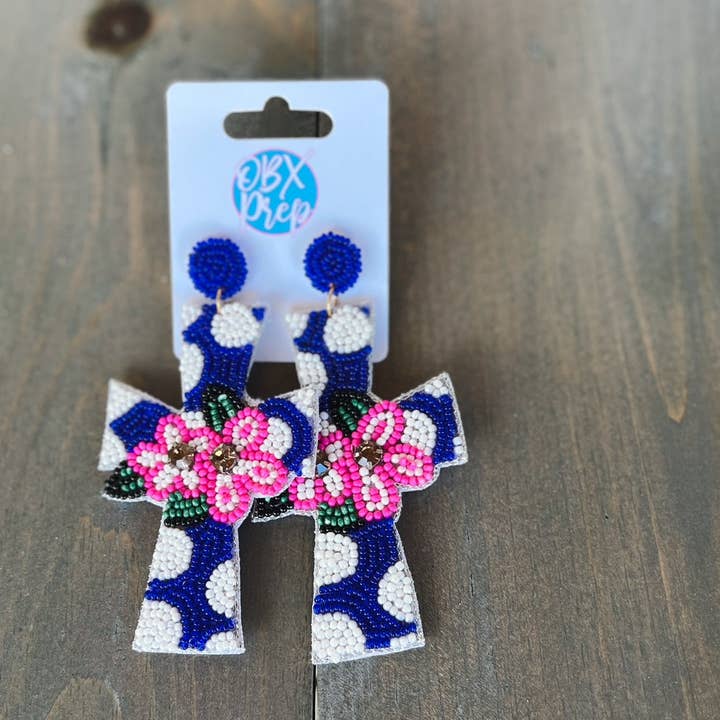 OBX Prep – Engroshandel Hængeøreringe og creoløreringe – Påske Polka Dot Cross Spring blomster Øreringe med perler