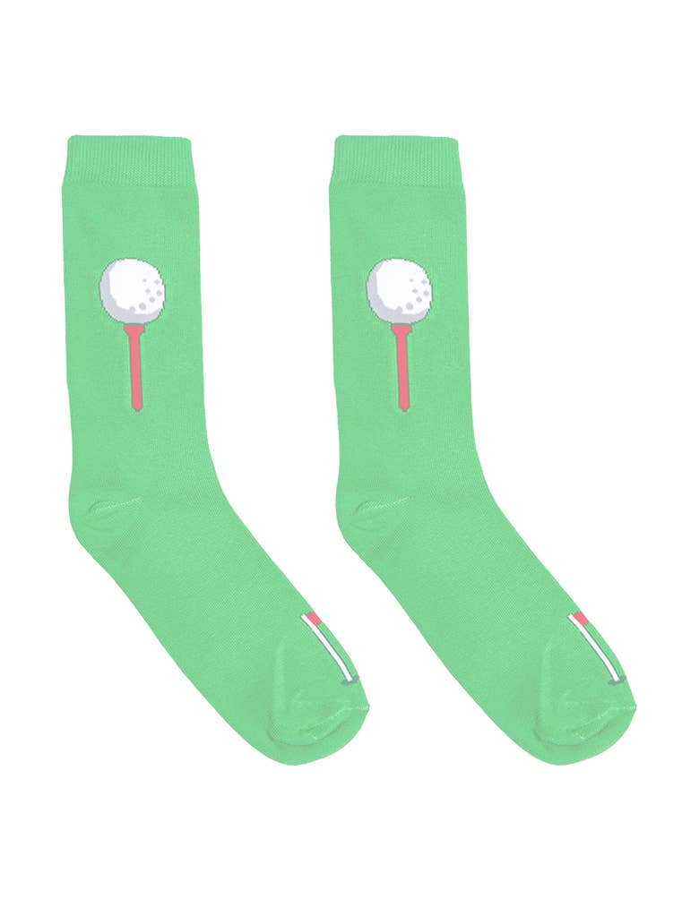 Living Royal - Wholesale Socks - Unisex - 3D Packaged Crew Socks - Golf Ball on Tee - Green2