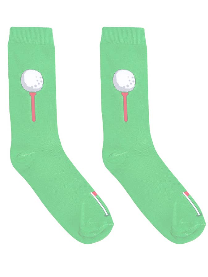 Living Royal - Wholesale Socks - Unisex - 3D Packaged Crew Socks - Golf Ball on Tee - Green2