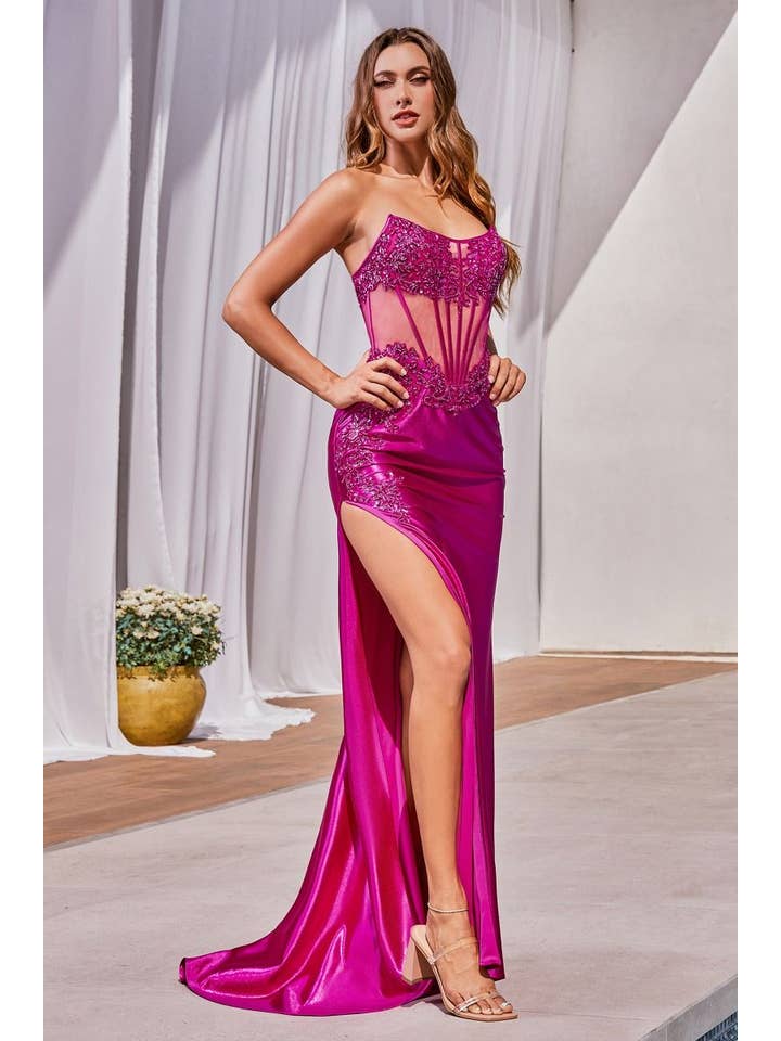 Tux-USA® - Wholesale Gown - Women's - Strapless Lace & Satin Dress1
