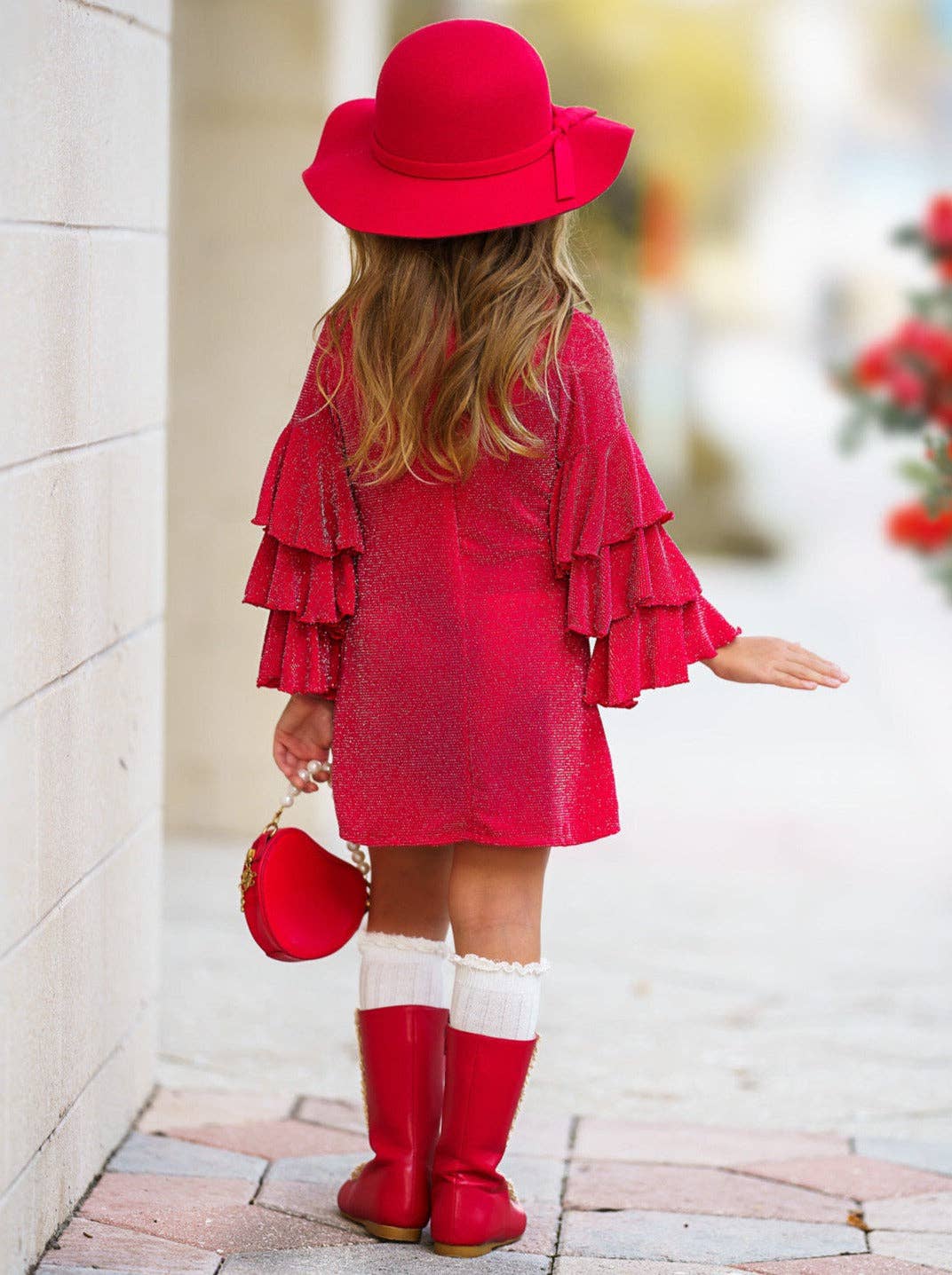 Red Scarlet Glow Tiered Sleeve Dress for wholesale on Faire3