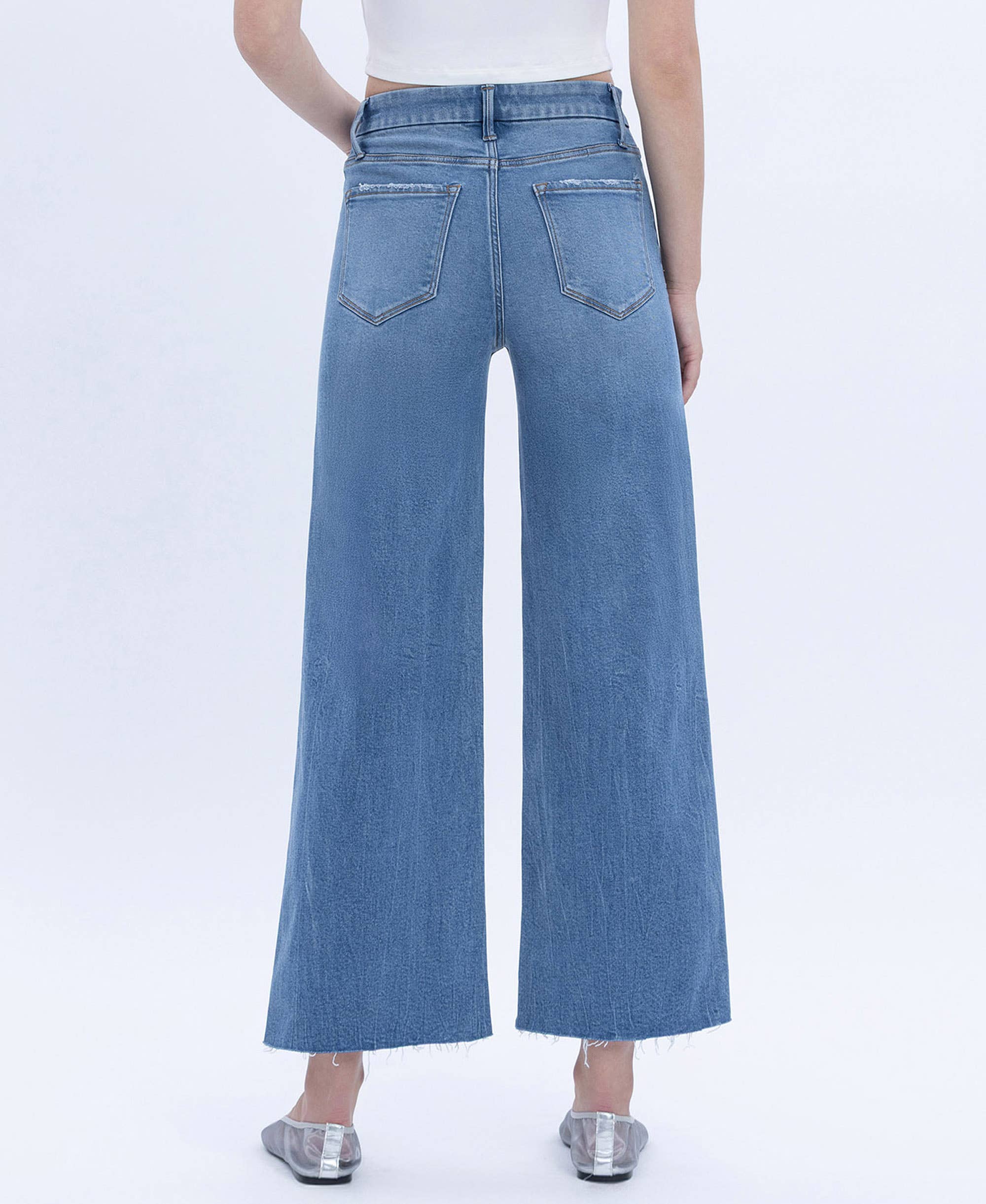 SERENE PROMISE HIGH RISE COMFORT WAISTBAND CROP WIDE JEANS T6947 for wholesale on Faire1
