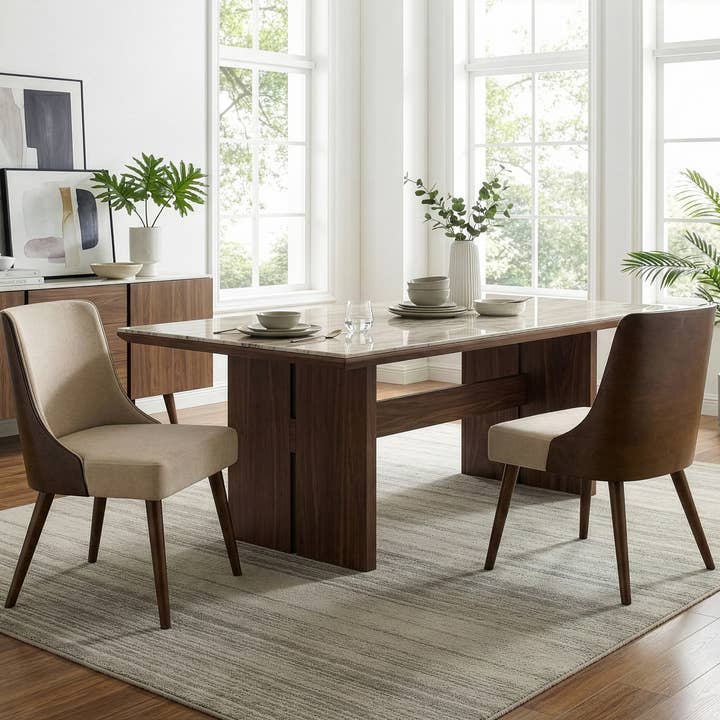 Set of 2 Esmy Beige Fabric Chairs with Walnut Bentwood Back for wholesale by Glamour Home