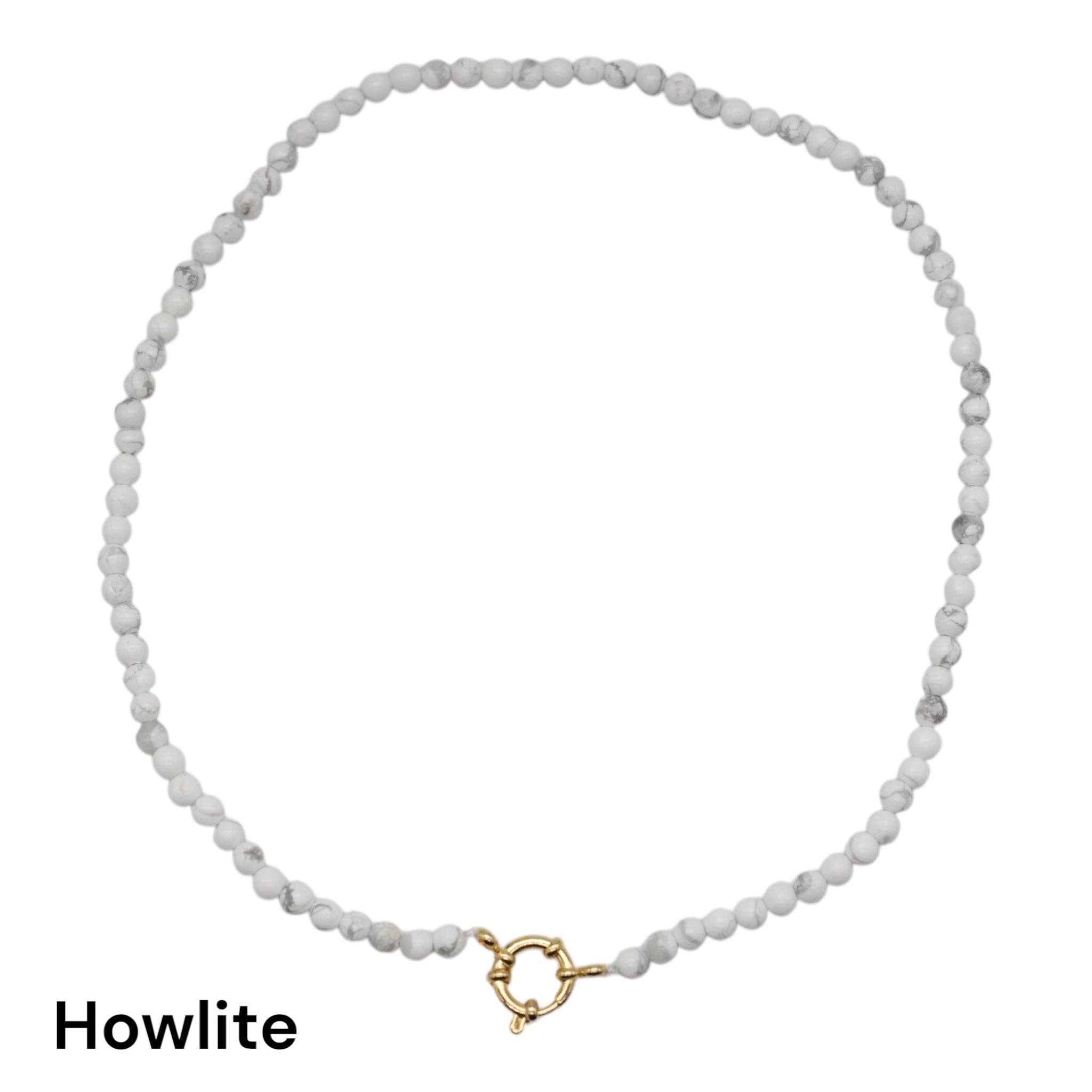 Foliesbijoux - Wholesale Beaded/Pearl Necklace - 43 cm 4 mm necklace with gold-plated stainless steel buoy clasp (20 stones available)14