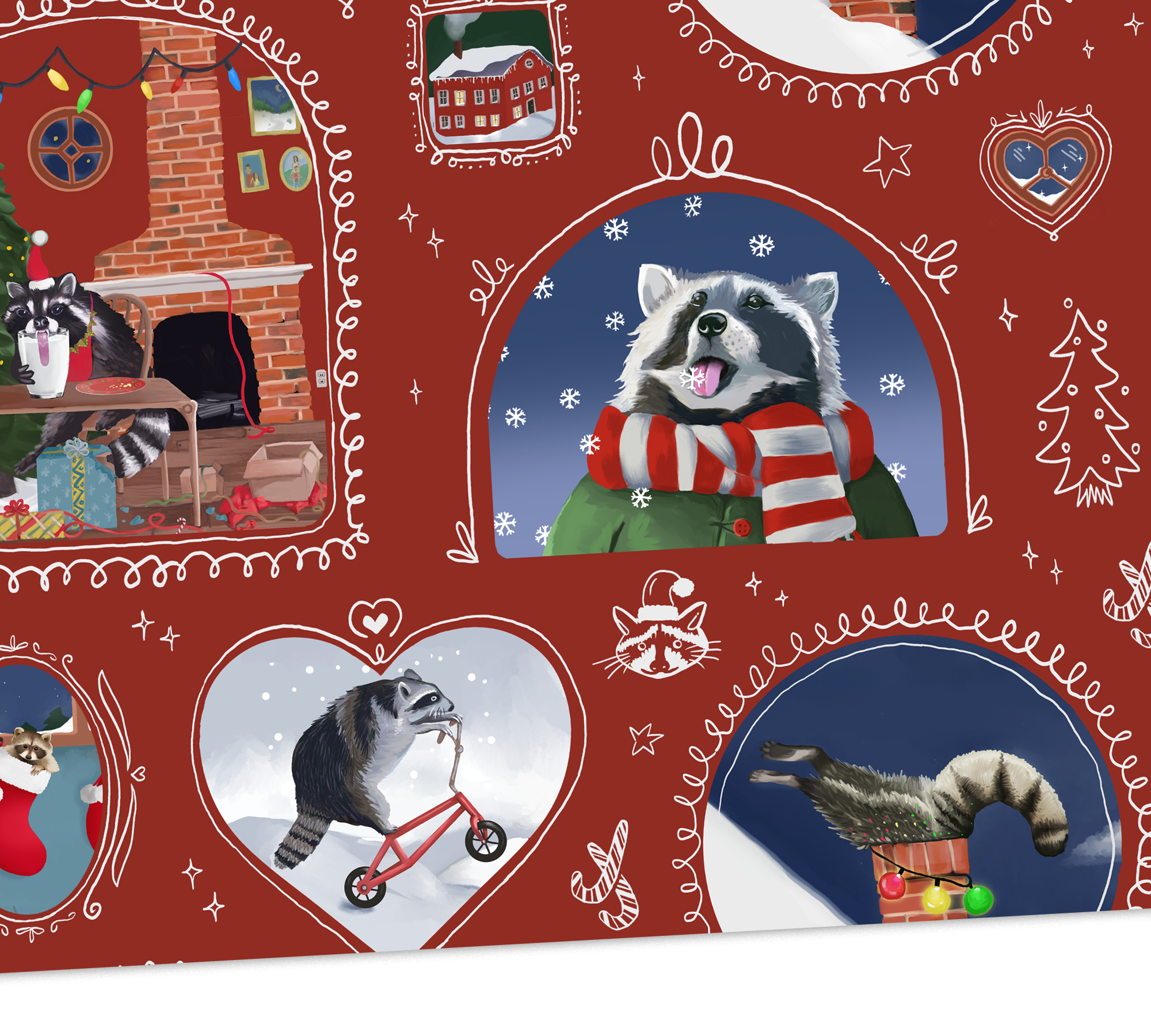 BoyPilot Goods - Wholesale Wrapping Paper Roll - Raccoon Christmas Gift Wrap - Wrapping Paper Sheets1