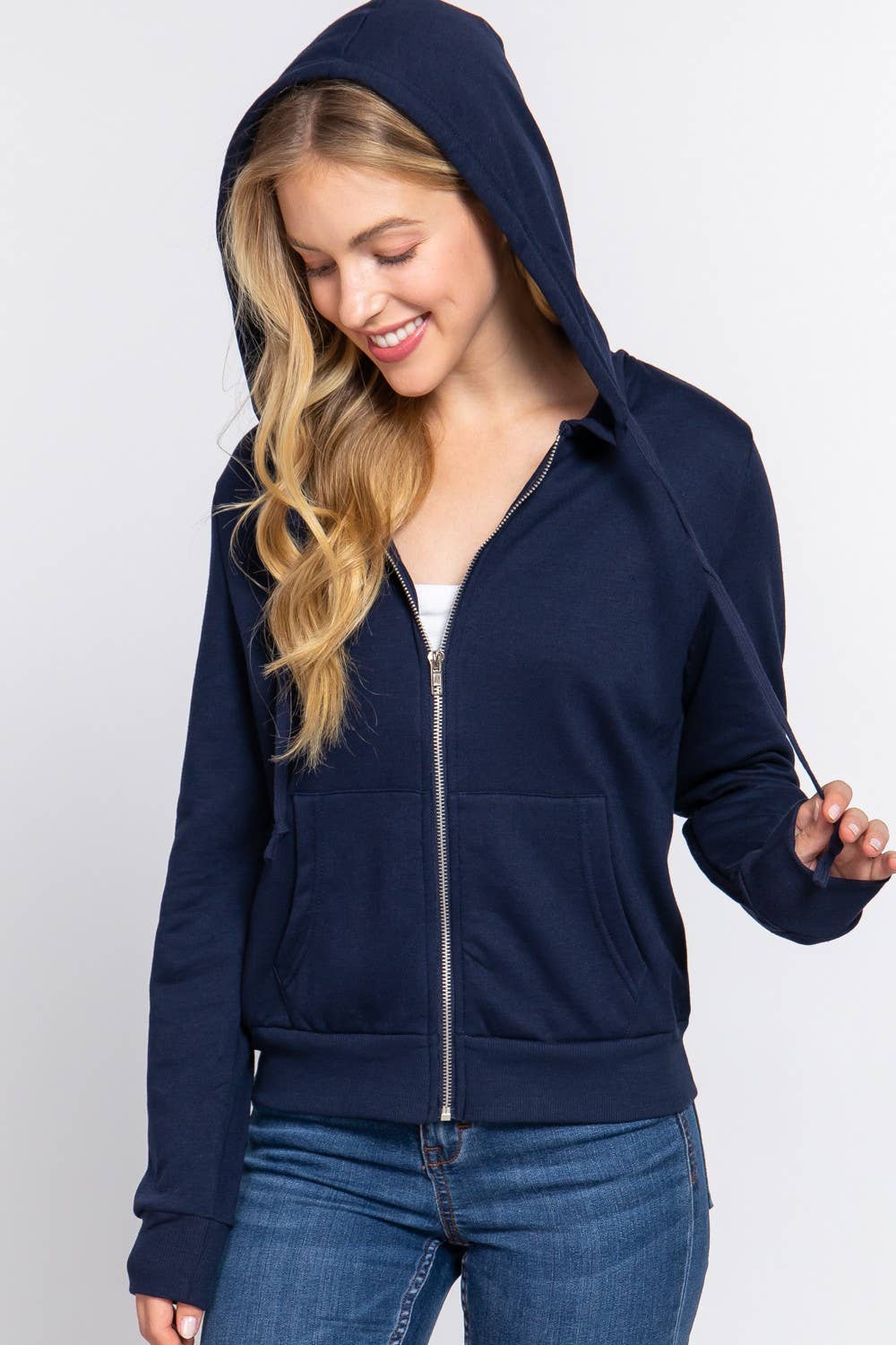 Active Basic | Active USA - Vendita all'ingrosso Felpa con cappuccio - Donna - Felpa con cappuccio e zip in French Terry con interno in pile spazzolato3