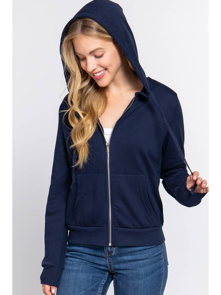 Active Basic | Active USA - Vendita all'ingrosso Felpa con cappuccio - Donna - Felpa con cappuccio e zip in French Terry con interno in pile spazzolato3