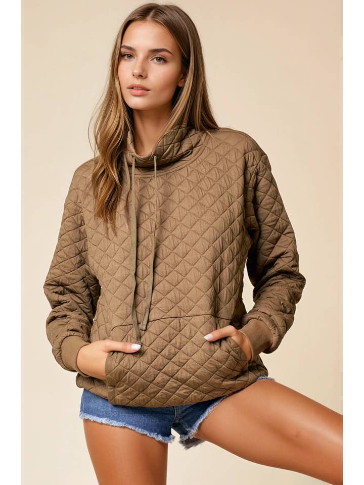 Doe and Rae - Vente Sweat-shirt – femme - PULL MATELASSÉ À COL EN ENTONNOIR - 43696T