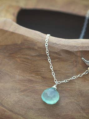 Chalcedony Stone Necklace with Silver Bird for wholesale by Judy Brandon Jewelry