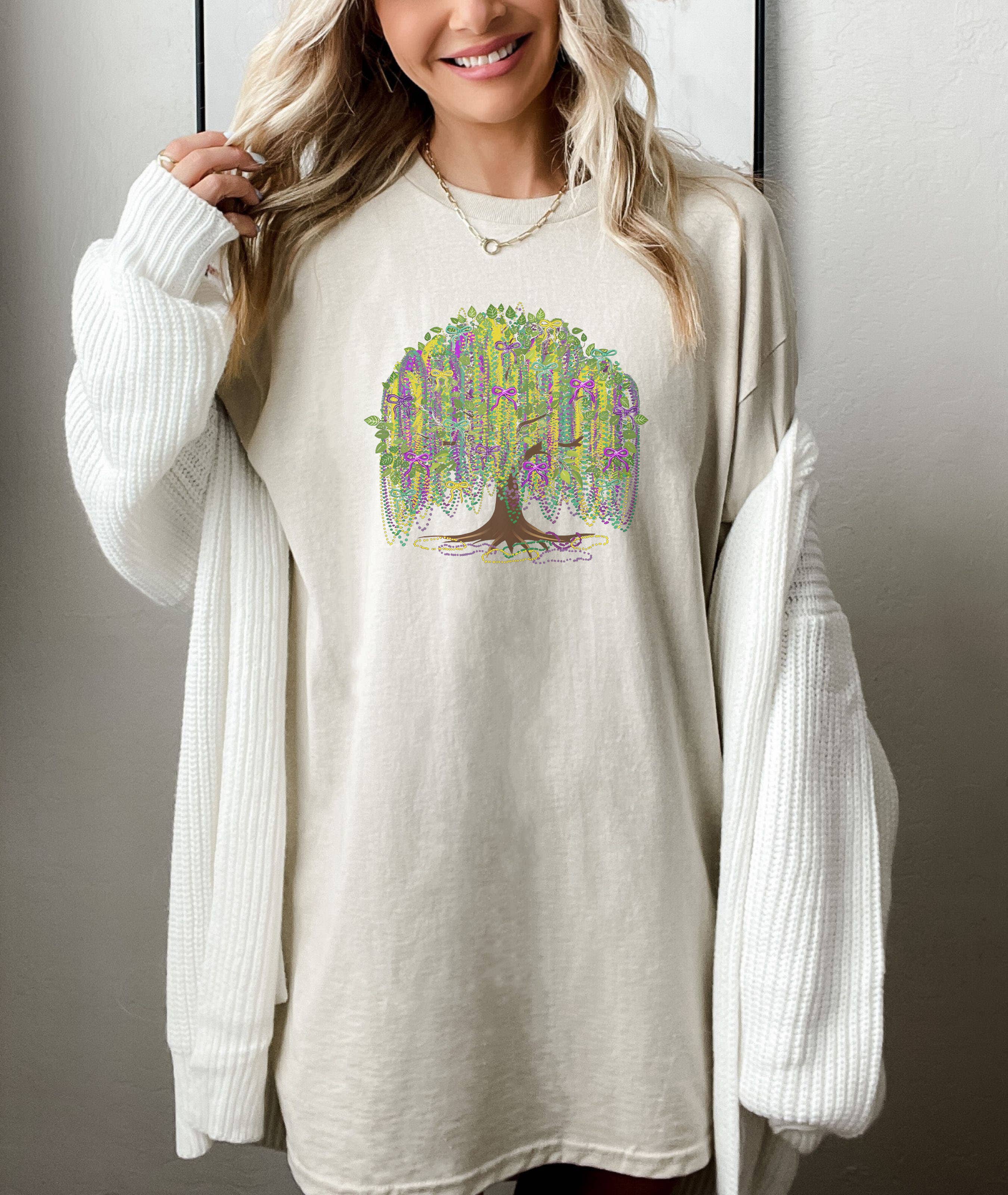 NVC Ecommerce LLC - Vente T-shirt à imprimés – femme - T-shirt Arbre de Mardi Gras avec Nœud, Sweat-shirt Mardi Gras1
