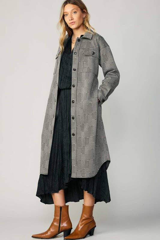 Schwarz-Taupe Langes Hemd-Jacke mit Knöpfen für den Großhandel auf Faire1