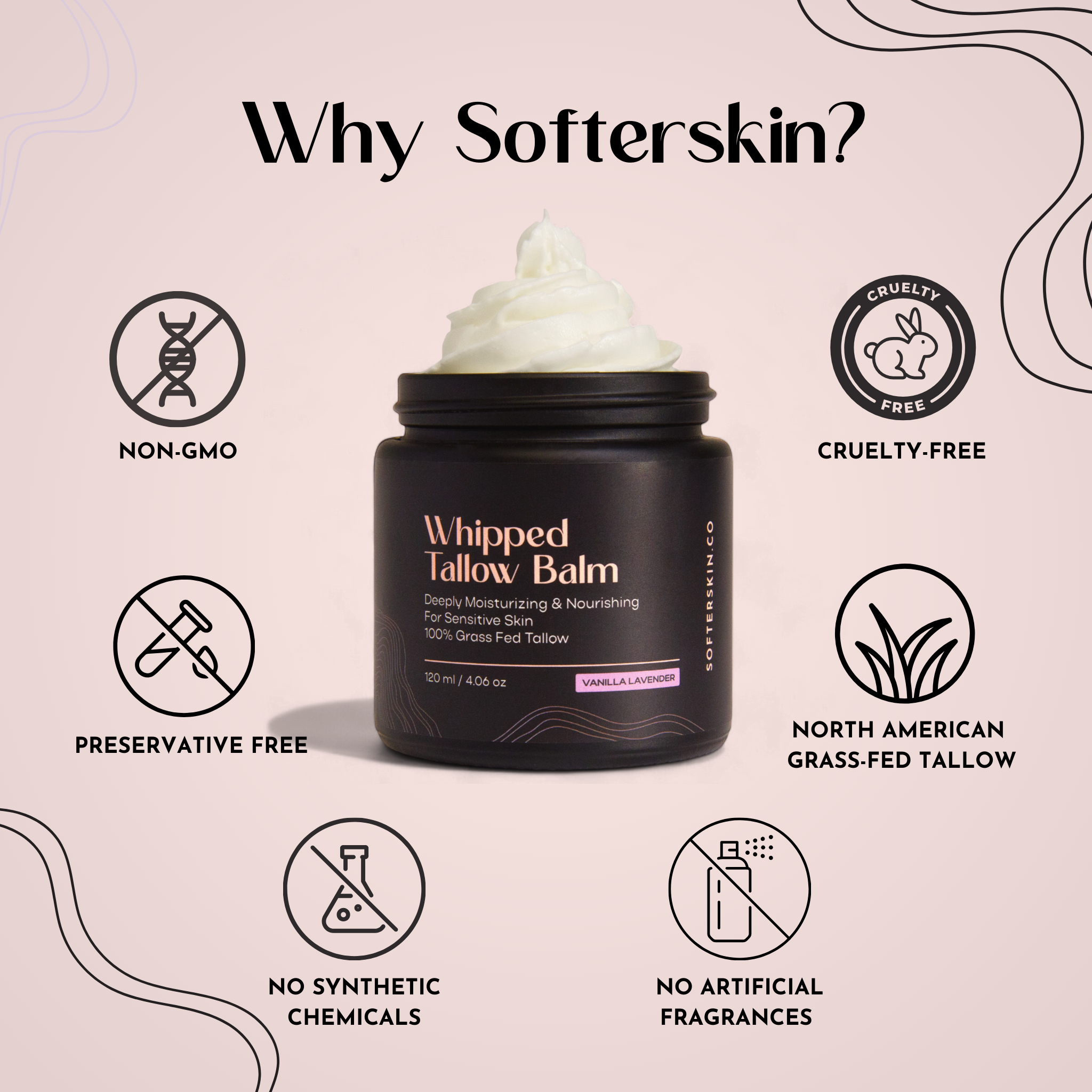 Softer Skin - Wholesale Body Cream/Lotion - Whipped Tallow Vanilla Lavender (4 oz)3