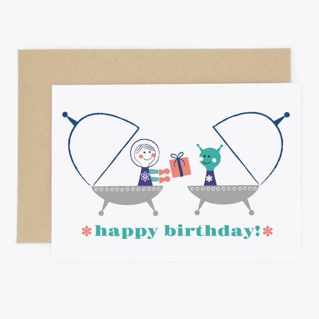 Outre rymdflygande tefat födelsedagskort för wholesale av Madame Annie et Fils